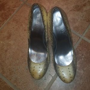 Calvin Klein Leather Snakeskin Print Heels